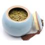 Wahdawn Porcelain Tea Jar with Airtight Lid, 8.8 Ounces(250g) Ceramic Container Coffee Canister Sugar Caddy Pot, Kitchen Storage Organizer Traditional Decor Collection,Business Craft Gift (Blue)