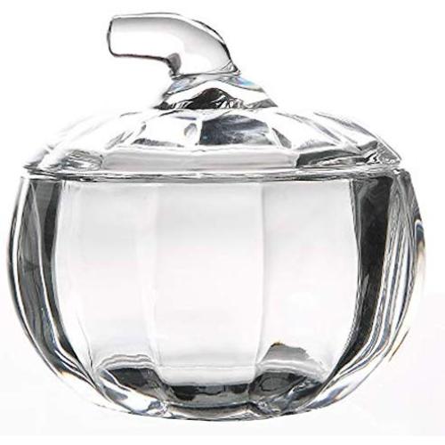MISS TUTU Pumpkin Shape Crystal Glass Snack Jar Sugar Pot Storage Lid