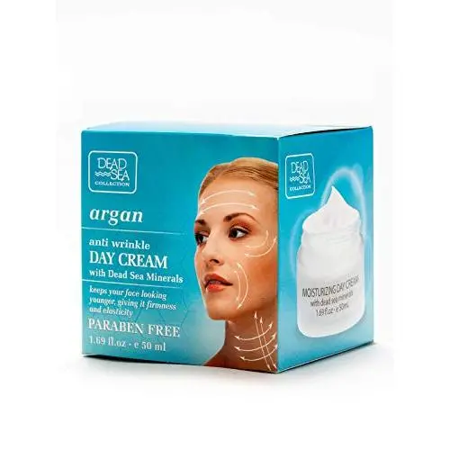 Argan Anti Wrinkle Day Cream with Dead Sea Minerals for firmness and elasticity, Dead Sea Collection, 1.69 fl oz. Argan Anti Wrinkle Day Cream with Dead Sea Minerals for firmness and elasticity, Dead Sea Collection, 1.69 fl oz.