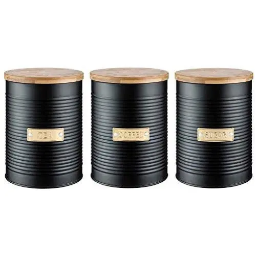 Tiefkühlbehälter für Tee, Kaffee und Zucker, Set von 3, Schwarz, 1 Liter