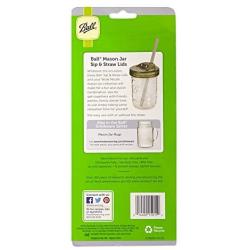 Ball 4-Piece Sip & Straw Lids Set for Wide Mouth Mason Jars | Grey | (2-Lids and 2-Straws)