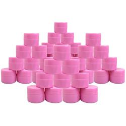 Beauticom 48 Pieces 7G/7ML (0.25oz) PINK Sturdy Thick Double Wall Plastic Container Jar with Foam Lined Lid for Scrubs, Oils, Salves, Creams, Lotions - BPA Free (Quantity: 48 Pieces)