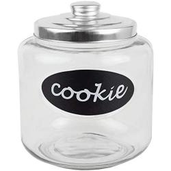 Home Basics Large Capacity Glass Cookie, Pasta, Sugar, Flour, Cereal, Jar with Secure Metal Lid and Decorative Jar Label