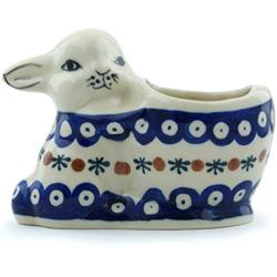 Polish Pottery 4?-inch Bunny Shaped Jar (Mosquito Theme) + Certificate of Authenticity