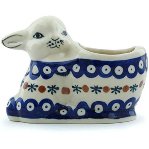 Polish Pottery 4?-inch Bunny Shaped Jar (Mosquito Theme) + Certificate of Authenticity