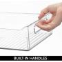 mDesign Wide Plastic Kitchen Pantry Cabinet, Refrigerator or Freezer Food Storage Organizer Bin Box with Handles - Container for Fruit, Vegetables, Yogurt, Snacks, Pasta, 14" Long, 6 Pack - Clear