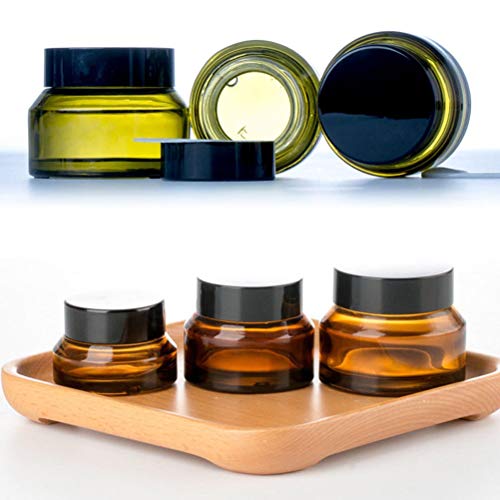 1pcs 15g/30g/50g Empty Amber Green Glass Refillable Bottles Makeup Jar Pot Travel Face Cream Lotion Vials Cosmetic Containers (Color : Brown, Size : 30g)