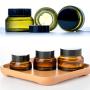 1pcs 15g/30g/50g Empty Amber Green Glass Refillable Bottles Makeup Jar Pot Travel Face Cream Lotion Vials Cosmetic Containers (Color : Brown, Size : 30g)