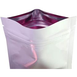 QQ Studio 100pcs Double-Sided Glossy Metallic Mylar Flat Packaging Ziplock Bags (3" x 4", Glossy White)