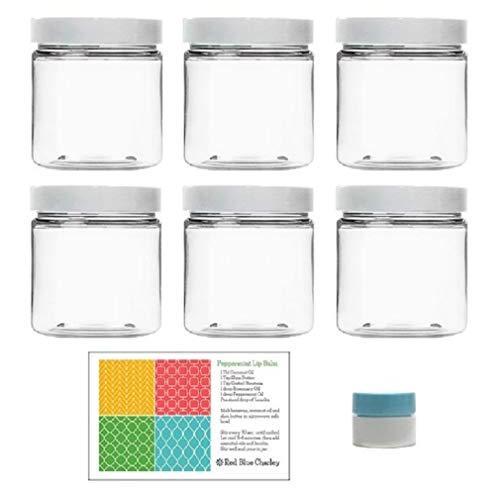 Bouteilles en plastique transparentes de 8 oz avec couvercles blancs (6 pk) avec mini bouteille - Récipients ronds réutilisables en PET Bouteilles en plastique transparentes de 8 oz avec couvercles blancs (6 pk) avec mini bouteille - Récipients ronds réutilisables en PET