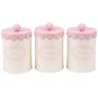 Home By Jackie X789 Set of 3 Metal Kitchen Food Storage Tin Canister/Jar/Container with Flower Lid (pink)