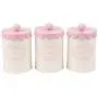 Home By Jackie X789 Set of 3 Metal Kitchen Food Storage Tin Canister/Jar/Container with Flower Lid (pink) Home By Jackie X789 Set of 3 Metal Kitchen Food Storage Tin Canister/Jar/Container with Flower Lid (pink)
