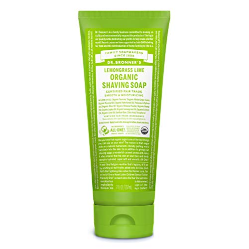 Dr. Bronners - Organic Shaving Soap (7 Ounce) - Certified Organic, Sugar and Shikakai Powder, Soothes and Moisturizes for Close Comfortable Shave, Use on Face, Underarms and Legs (Lemongrass)