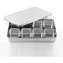 Stainless Steel Seasoning Jar Set, Kitchen 6/8 Grid with Lid Rectangular Spice Box, Suitable for Pepper/Salt Seasoning Storage Jar,B