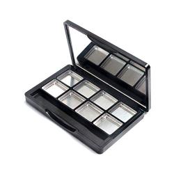 Empty Eye Shadow Palette Container Lipstick Cosmetic Cream Tray Multi-lattice Mini Holder Case Makeup Loose Powder Organizer Sample Small Box Mirror Snap Closure Metal Black Case Travel Useful Tool