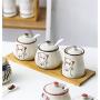 Mini Spice Jars Japanese-style hand-painted seasoning box set home kitchen three-piece