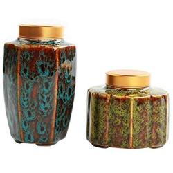 Retro Teaware Chinese Tea Caddies Green Black Tea Box Caddies Ceramics Tea Storage Canday Coffee Powder Tea Container,f