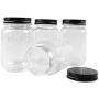 Novelinks 16 Ounce Clear Plastic Jars with Black Lids - Refillable Round Clear Containers Clear Jars Storage Containers for Kitchen & Household Storage - BPA Free (10 Pack)