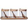 Kitchen Canister With 3pc Glass Spice Condiment Jars Sugar Can Food Storage Containers with Wood Lids and Wooden Spoon for Coffee Spice Storage Container