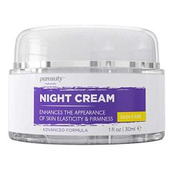 Night Cream for Face and Neck, Anti Aging Cream and Night Moisturizer for Women and Men, Help Reduce The Appearance of Wrinkles, Fine Lines - Night Face Cream for Anti-Aging - Pureauty Naturals - 30ml