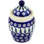 Polish Pottery 6?-inch Jar with Lid (Peacock Leaves Theme) + Certificate of Authenticity Polish Pottery 6?-inch Jar with Lid (Peacock Leaves Theme) + Certificate of Authenticity