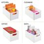 mDesign Plastic Stackable Kitchen Pantry Cabinet, Refrigerator, Freezer Food Storage Bin with Handles, Lid - Organizer for Fruit, Yogurt, Snacks, Pasta - BPA Free, 10" Long, 8 Pack - White