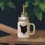 Marine Norwegischer Lundehund Silhouette Frostglas Mason Jar mit Strohhalse