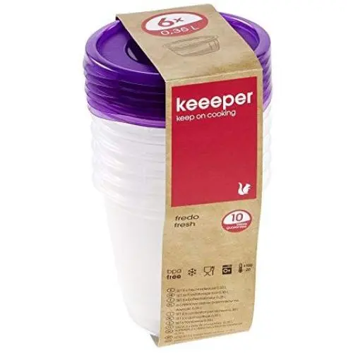 keeeper Food Box Fredo Fresh 0,35L Round 6 Pieces, Polypropylene, Purple, 9.5 x 9.5 x 9 cm keeeper Food Box Fredo Fresh 0,35L Round 6 Pieces, Polypropylene, Purple, 9.5 x 9.5 x 9 cm