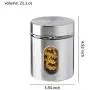 Brushed Stainless Steel and Glass Canister with Window, 5"H & 21OZ Set of 3 Brushed Stainless Steel and Glass Canister with Window, 5"H & 21OZ Set of 3