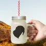Soft Pink Braque Du Bourbonnais Silhouette Frosted Glass Mason Jar With Straw