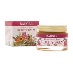 Badger - Damascus Rose Beauty Balm, Intensive Nourishment, Face Neck & Eye Balm, Certified Organic Beauty Balm, Moisturizer Face Balm, 1 oz Glass Jar