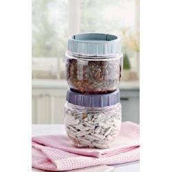 DUXU T-Lock Food Storage Containers ? Set of 3, 16Oz Twist & Lock Stackable Jars - BPA Free & Durable Plastic Snack Containers with Interlocking Leakproof Lids - Keep Food Dry & Fresh (white)