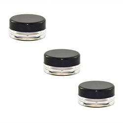 AEXGE 3 Gram Jar,50 pcs New Empty Cosmetic Storage Containers Black Lid Clear Base Plastic 3 ML Jar Small 3g Bottle for Make Up, Eye Shadow, Nails, Powder, Gems, Beads, Jewelry