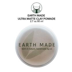 Earth Made - 100% Natural Men’s Matte Hair Clay Pomade | Hand-made, Strong Hold, Organic, Cruelty Free, Paraben Free, Sulfate Free (2.7 oz. 80 ml)