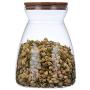 Glass Jars, Food Storage Jar with Sealed Bamboo Lid, Clear Glass Storage Canister for Serving Tea, Chocolate, Coffee Bean, Candy and More, 23.6 FL OZ (700 ML)/ 33.8 FL OZ(1000ML) (115x85x165mm,1000ml)