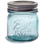 Ball Mason Jars 8 oz Regular Mouth Turquoise Colored Glass Bundle with Non Slip Jar Opener- Set of 4 Half Pint Size Mason Jars - Canning Glass Jars with Lids