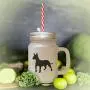 Black Mexican Hairless Dog Silhouette Frosted Glass Mason Jar With Straw