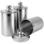 Vencer 3 Piece Set Large Sized 64oz,1.9L Each,304 Stainless Steel Canister Set with Glass Lids, Coffee, Tea, Sugar, Flour Canister for Kitchen