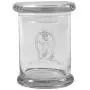 Clear 8 oz Glass Herb Stash Jar and Lid with C3P0 Logo from Smoke Promos