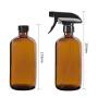 16oz Amber Glass Spray Bottles (2 Pack) Refillable Cosmetic Containers,Brown Mist & Stream Mister for Essential Oils Cleaning Products Or Aromatherapy Spraying Plant