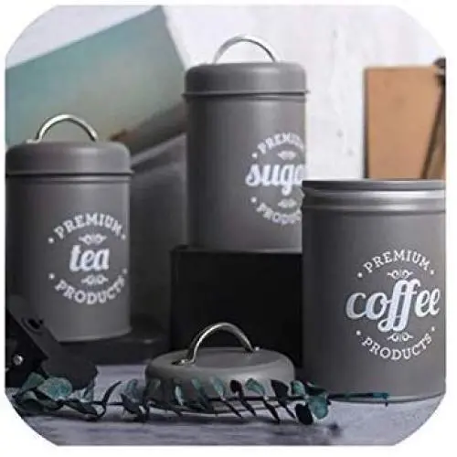 Edelstahl-Vakuumbehälter für Tee, Zucker, Kaffee, Süßigkeiten & Snacks, Set von 3, Matt Grau