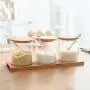 TNKML Glass Seasoning Jar Set Of 3 Creative Kitchen Storage Bottles Glass Seasoning Jar Set Glass Jar Salt Shaker Sugar Bowl With Wooden Lid Spice Container