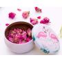 Healthcom 4 Pack Cookie Tins Flamingo Tin Storage Boxes Bins Round Candy Empty Jars Food Tins Storage Containers with Lids Jewelry Necklace Boxes,4.3”