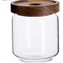 Transparent Glass Storage Jar With Wooden Cover Sealed Jar Kitchen Food Multigrain Coffee Bean Tea Storage Tank,A 350Ml