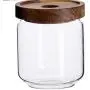 Transparente Glas-Aufbewahrungsglas mit Holzdeckel, versiegelte Jar für Küche, Lebensmittel, Multigranulat, Kaffee, Tee, Aufbewahrungstank, 350 ml