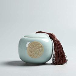 Longquan celadon Tea caddy,Handmade Sealed Storage jars Ceramic Coffee Tea canisters Sugar bowl For Home-C 10x9cm(4x3inch)