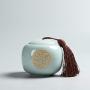Longquan celadon Tea caddy,Handmade Sealed Storage jars Ceramic Coffee Tea canisters Sugar bowl For Home-C 10x9cm(4x3inch)