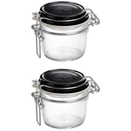 Bormioli Rocco 141360MRG121422 Fido Jar with Black Top, Set of 12, 6.75 oz, Clear