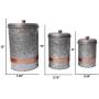 Benjara, Gray Galvanized Metal Lidded Canister with Copper Band, Set of Three