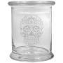 12 oz Clear Glass storage Herb Stash Jar and Lid with Sugar Skull Logo
